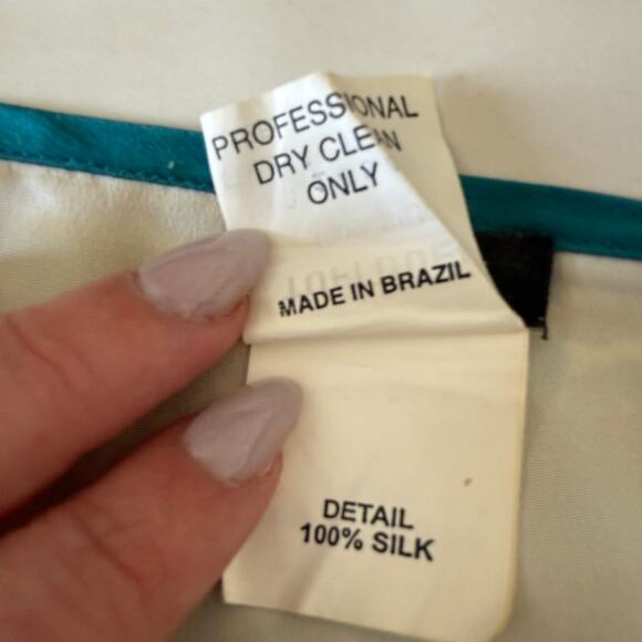 Y2K Vintage TUFI DUEK | Blue Floral Print Silk Empire Waist Dress | Size 6 / 40 - Picture 7 of 7